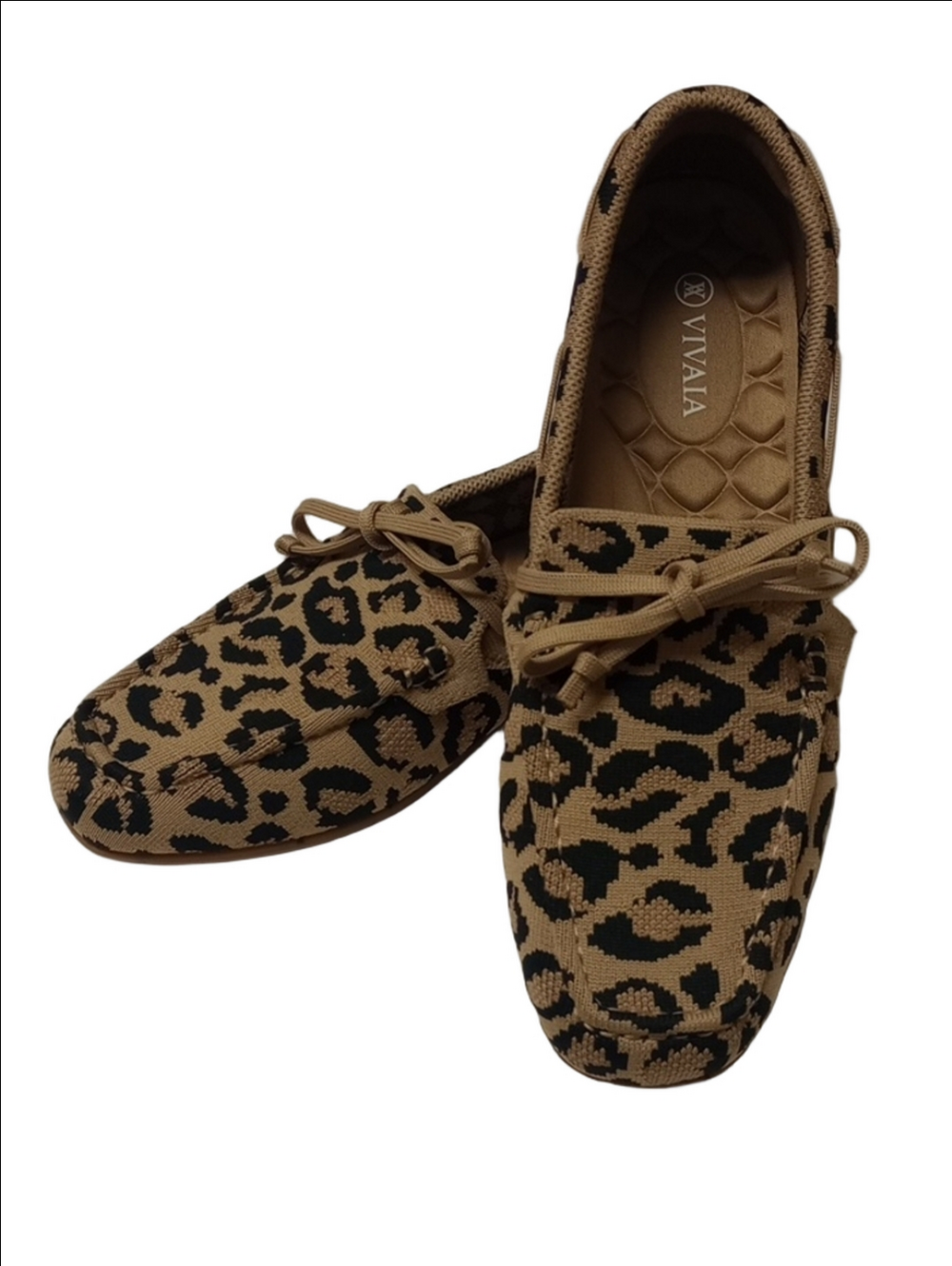 🆕 VIVAIA "JACKIE" TAN LEOPARD PRINT SLIP-ON DRIVER SQUARE TOE LOAFERS SHOES